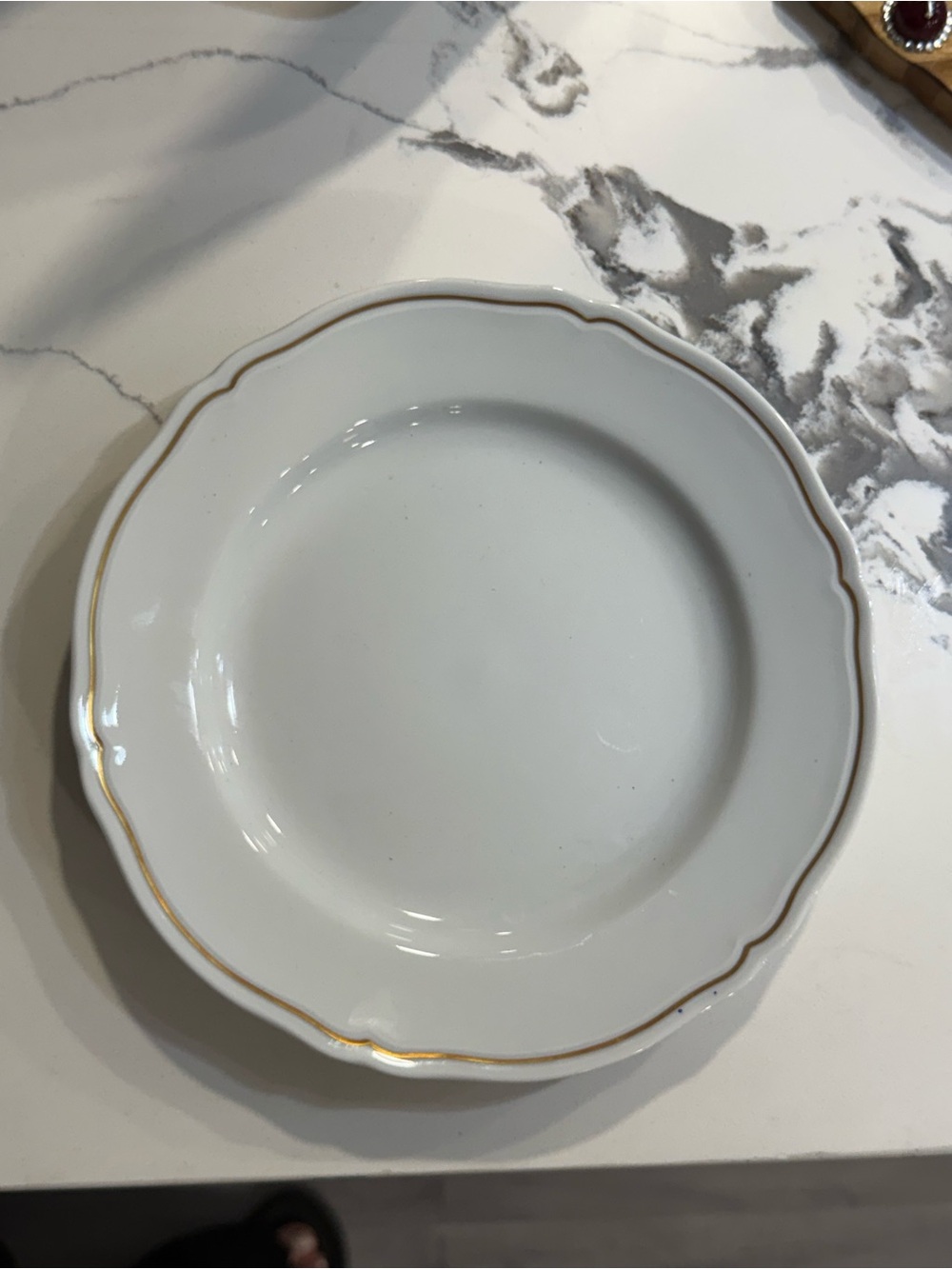 Richard Ginori White Porcelain Plate with Gold Trim